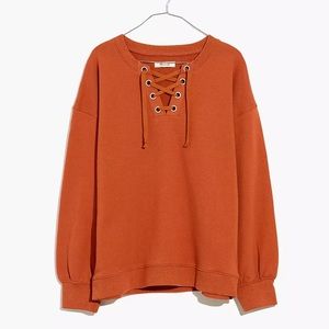 NWT Madewell cotton hemp lace up sweatshirt
